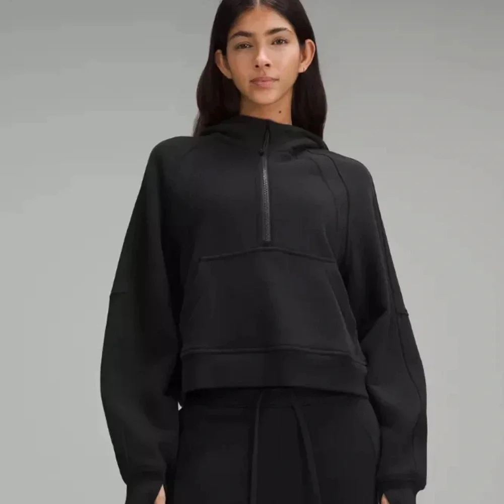 LULULEMON Scuba Oversized Half Zip Hoodie Sz M/L Black Outdoor Running Camping